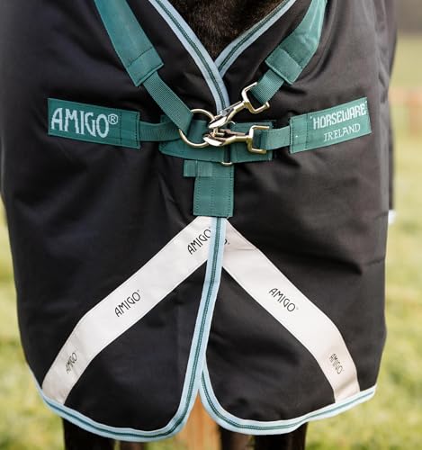 Horseware Ireland Amigo Bravo 12 Plus 250g Medium Turnout Rug - Navy/Aqua/Turquoise / 5'6 - 2