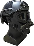 Máscara de paintball: compuesta de nailon de alta resistencia y lente de PC incorporada, puede resistir un impacto de 200 FPS; la esponja envuelve toda el área de los ojos y las mejillas, muy suave y cómoda; se puede usar solo o con un casco táctico.