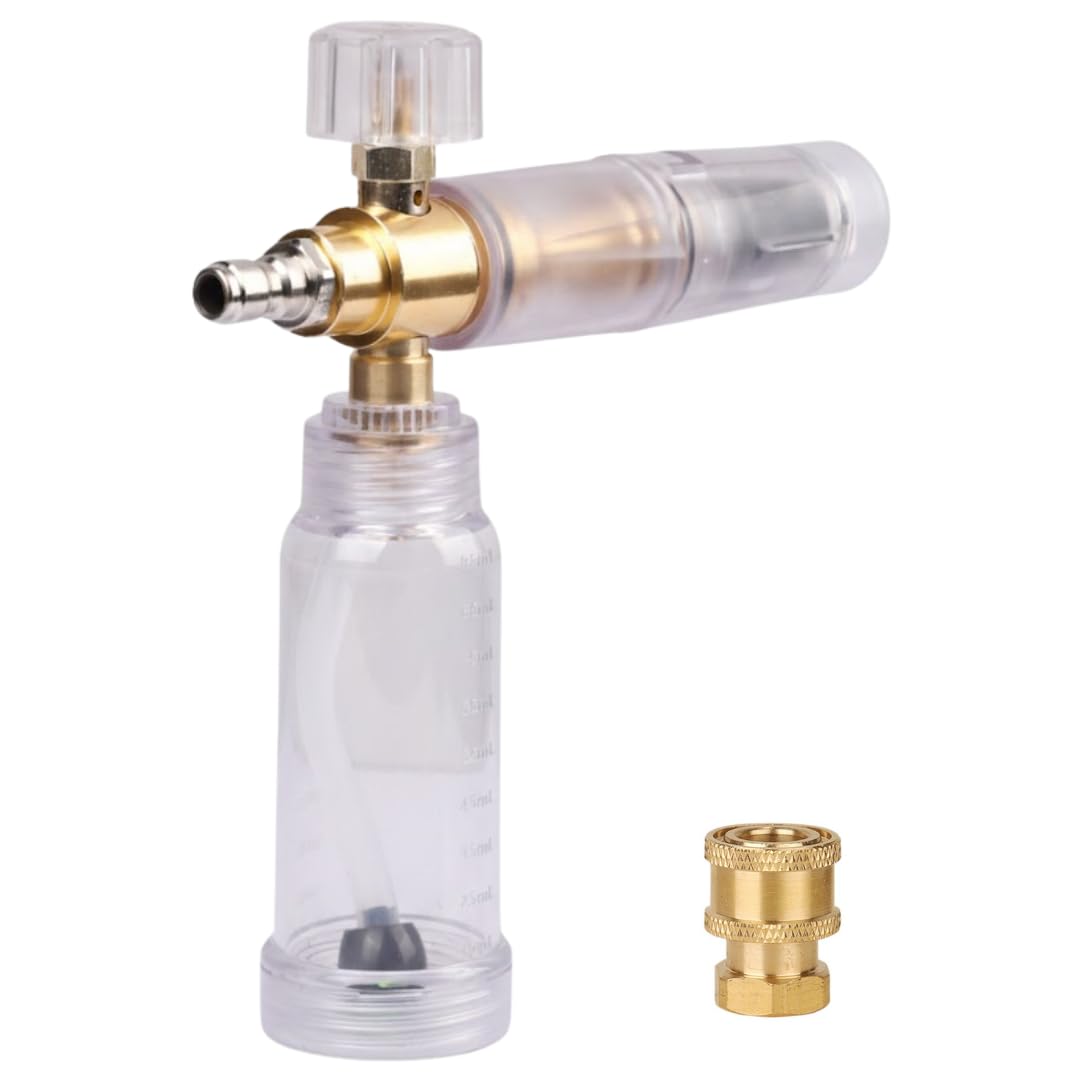 STARQ Nano Compact Size Heavy-Duty Professional Concentrate Foam Cannon Snow Lance 100 mL Bottle with 1.1mm Orifice 1/4″ Quick Connector for Pressure Washer Easy Gravity Fed Comes with Adapter-image-41