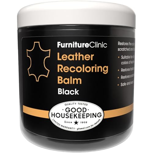 The Original Leather Recoloring Balm by Furniture Clinic - Black Leather Dye for Furniture, Couches & Car Seats - Restore Scratched, Faded, & Damaged Surfaces