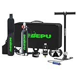 DEDEPU Mini Scuba Tank with Pump, 1L Dive Portable Lungs Air Tank with Snorkel Mask and Air Compressor, 15-20 Minutes Diving Time, Underwater Breathing Diving Gear, Backup Air Cylinder
