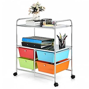 Costway HW54070MTDE Badrollwagen mit 4 Schubladen