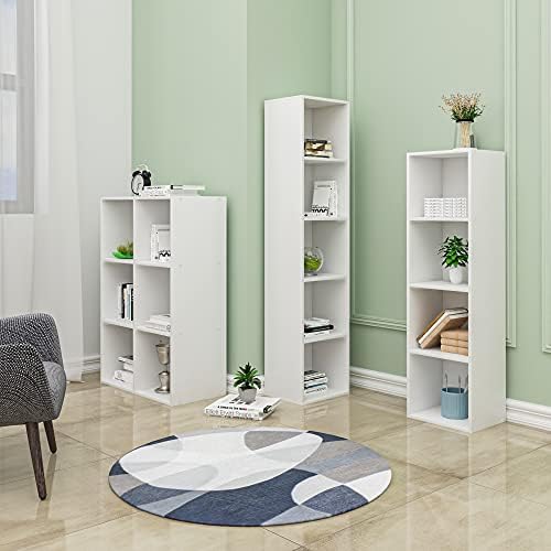 WOLTU Bookcase, 4 Cube Shelving Unit Storage White Book Shelf, Wooden Storage Cubes Bookcases for Living Room,Bedroom