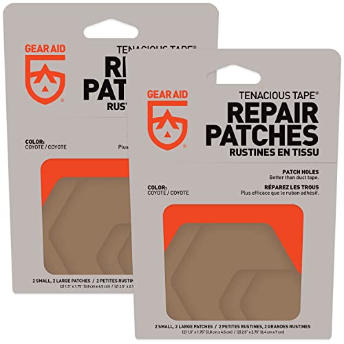Image of GEAR AID Tenacious Tape Hex Repair Patches, 2.5 inch & 1.5 inch, Coyote, 8 Count