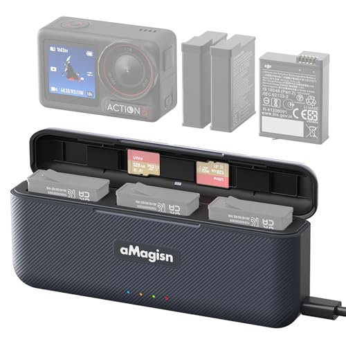 Taoricup DJI Osmo 360/DJI Osmo Action 5 Pro 対応 充電器、ポータブル 急速 充電ケース、 Action 5 Pro/4/3 対応 バッテリー充電器 アクセサリー