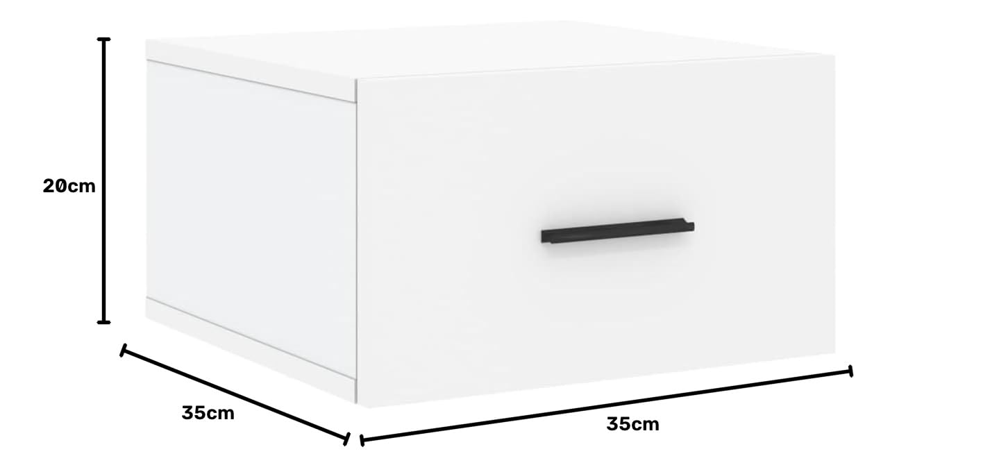 Comodino sospeso per piccoli spazi – Comodino da parete bianco con vano portaoggetti, tavolo decorativo da parete per camera da letto come comodino sospeso