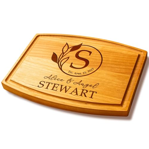 Tablas de Cortar Personalizadas Barika — Tableros de Picar con Diseños Monogramados e Iniciales para Parejas, Bodas, Compromisos, Novios, Registros Matrimoniales y Navidad miniatura 1