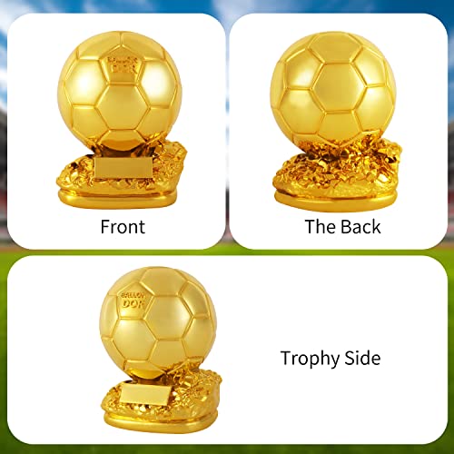 Fubosi Troféu de futebol de 16,3 cm, troféu de bola dourada, melhor réplica de resina de troféu de f