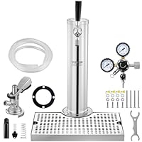 VEVOR Kegerator-Turm-Kit, Einzelzapfhahn-Bierumrüstsatz, Edelstahl-Fass-Bierturm-Zapfanlage mit Doppelmessgerät W21.8-Regler und A-System-Fasskupplung, Biertropfschale für Partys zu Hause