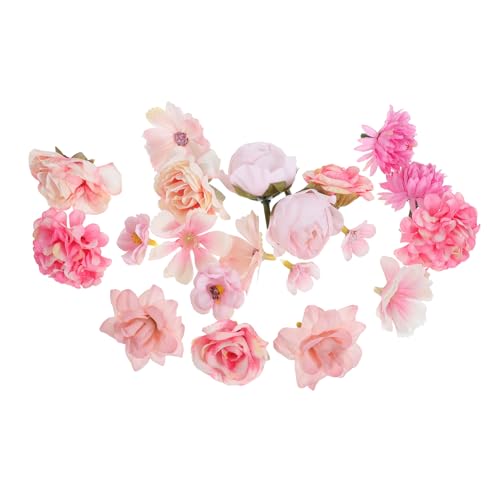 GLEAVI 20 Cabezas de Flores Artificiales de Seda Rosa Mini, Margaritas y Peonías para Decoración de Bodas, Manualidades DIY y Fiestas, Flores Falsas Pequeñas para Arreglos y Hogar