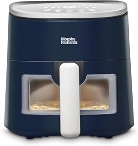 Morphy Richards 4L Digital Air fryer with Viewing Window, Family Size, Energy Saving, Touch Screen, 8 Presets, Non Stick Basket, 1300W, Midnight Blue, 480010