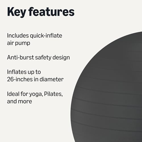 Image of Amazon Basics Anti-Burst Exercise Ball with Pump, 23-26 inch Diameter