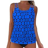 Sinzelimin Men's Monokini Swimsuit Fashion Polkadot Print Sleeveless Cami Tankini Bikini Beach Casual Bathing Suit Swimwear Blue Small