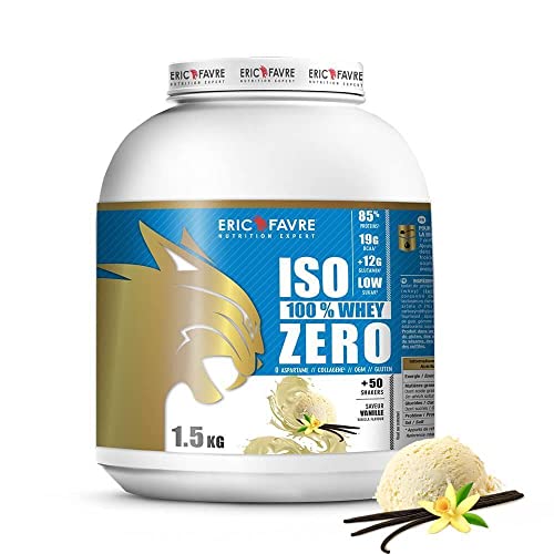 ISO WHEY ZERO 100% Pure Whey Protéine Isolate Savoureuse, Prise de Masse Musculaire - Assimilable Rapidement - Laboratoire Eric Favre - 1,5 kg Vanille