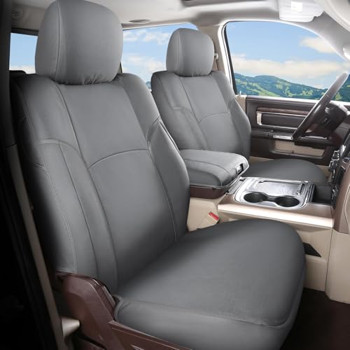 Image of Coverado Chevy Silverado Waterproof Canvas Seat Covers Full Set, Fit for Silverado GMC Sierra 2007-2013 & 2019-2026 1500, 2020-2026 2500HD 3500HD Crew Double Extended Cab(Flat Front&Flat Rear, Gray)