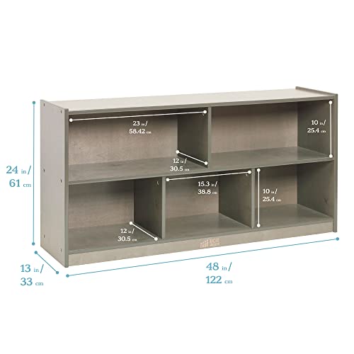 Ecr4Kids 5-Compartment Mobile Storage Cabinet, 24In, Classroom Furniture, Grey Wash #TOP2