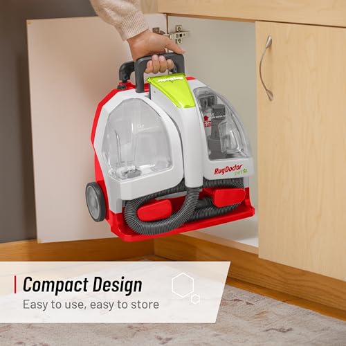 Image of Rug Doctor Pet Portable Spot Cleaner with the Most Powerful Suction Item Highlight: Dual-Action Pet Tool Picks Up Pet Hair and Removes Stains and Odors, Wheels and Retractable Handle Makes Maneuvering Easy
