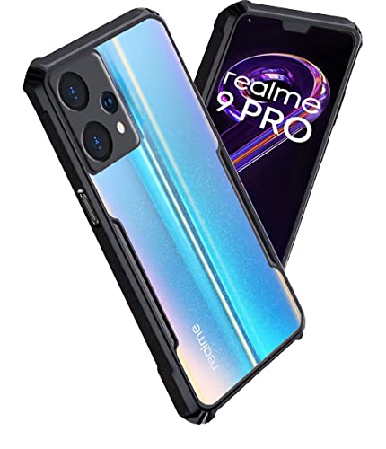 Image of A rtistque Clear Hard Transparent Acrylic Armor Anti-Drop Shockproof TPU Edge Back Cover Case for Realme 9 Pro Plus 5G / Realme 9 4G- Black