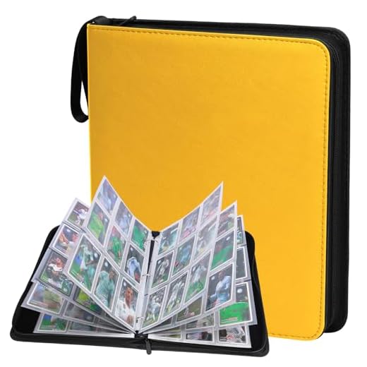 POKONBOY 720 Pockets Trading Card Binder Sleeves Baseball Card Binder Sleeves, Trading Card Holder Carrying Card Case Fit for Baseball Cards, Trading Cards, Football Cards (Yellow)
