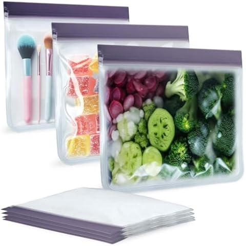 7 Pack Sandwich Size Reusable Storage Bags Dishwasher Safe BPA Free Leakproof Gallon Size Freezer Silicone Food Storage Bags Cover