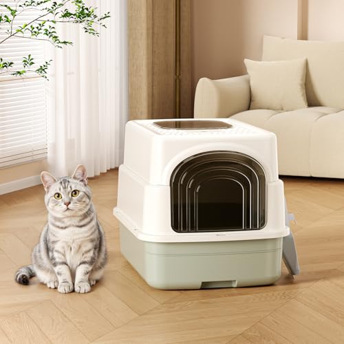 Caja de arena para gatos con tapa y pala, cerrada sin fugas miniatura 6