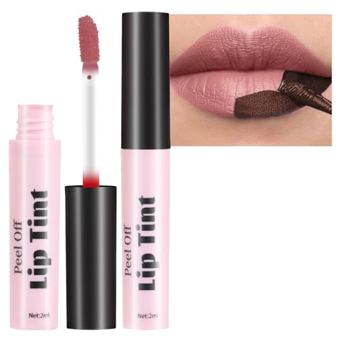 Lip Stain Peel off Lip Tint, Nude Pink Long Lasting Lip Tint Stain Lip Tattoo Peel Off, Magic Color Easy Peel off Matte Waterproof Non-stick Cup Lipstick Lipgloss Makeup Gift for Women(#06)