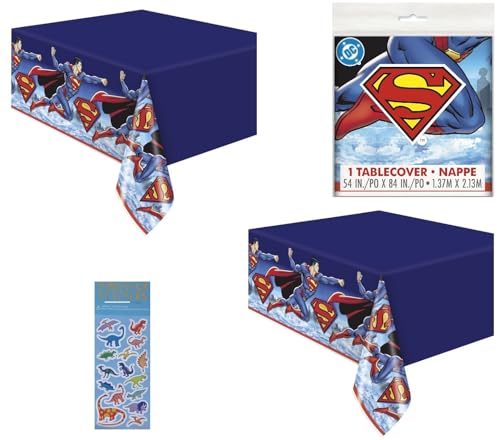 Unique Superman Birthday Party Supplies Bundle Includes 2 Plastic Table Cover