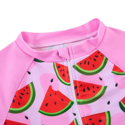 Image of Funnycokid Girls Swimsuit Kids Bathing Suit Rashguard Swimwear Long Sleeve 3 Piece Toddler 3-7 Years