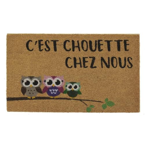 AUBRY GASPARD - Paillasson Coco Intérieur Extérieur avec Inscriptions C'est Chouette chez Nous - Envers Latexé Antidérapant - Design Charmant pour Une...