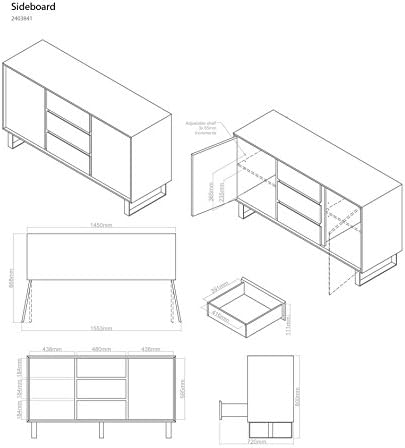 Premier Housewares Wood High Gloss Sideboard - White