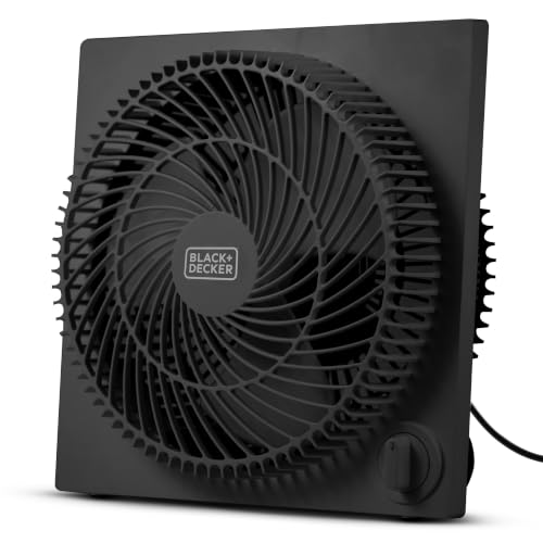 Image of BLACK+DECKER 9-Inch Frameless Box Fan, 3-Speed Settings, BFB09B, Black | Desk Fan with 3-Speed Settings, Quiet and Lightweight Portable for Home Office or Garage, Self-Standing Frameless Design