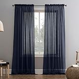 No. 918 Erica Crushed Texture Sheer Voile Rod Pocket Curtain Panel, 51