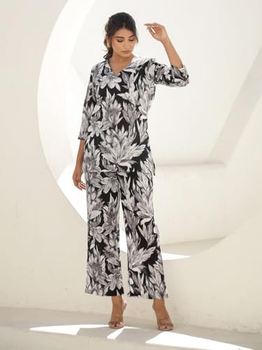 Image of Trendy Queen Co Ord Set | Casual Wear Pant Top Set | Fancy Co-Ord Set | Full Pair Set | Coord Sets for Women | Top Pant Set (SD817)