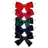 cnomg 5 Pcs Christmas Baby Hair Bows Christmas Velvet Baby Hair Bows Elastic Nylon Hairbands Hair Accessories for Infants Toddlers Child