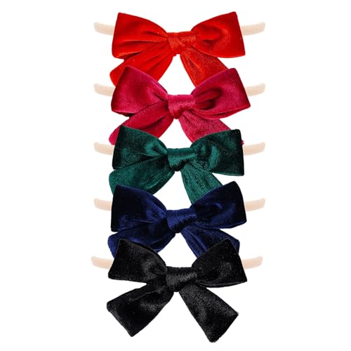 cnomg 5 nœuds cheveux Noël bébé velours bandes élastiques accessoires