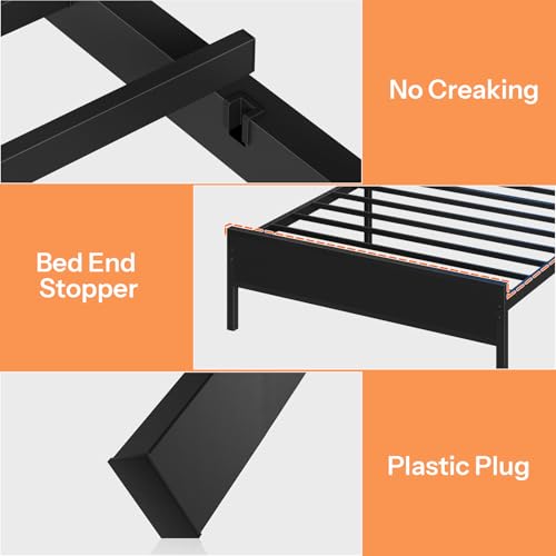 HOOBRO Twin Bed Frame, Metal Platform Bed Frame with Storage Headboard, Bed Frame with Charging Station and LED Light, Black BB13UDBF01 by HOOBRO - Image 8