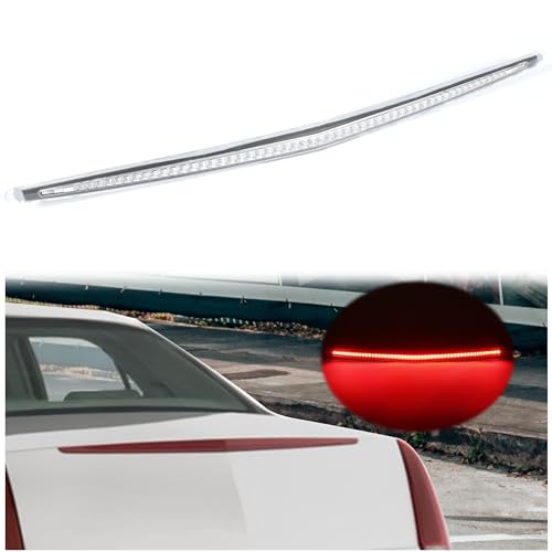 HECASA Rear LED 3rd Third Brake Light High Mount Compatible with 2006-2011 Cadillac DTS 3rd Stop Tail Light Assembly Rear Center Tail Lamp Plastic - Clear Lens & Chrome Housing