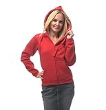 ROCK-IT Apparel damska bluza z kapturem zapinana na zamek, rozmiary XS-XL, gruba i wytrzymała tkanina, bardzo miękka, czerwony XL