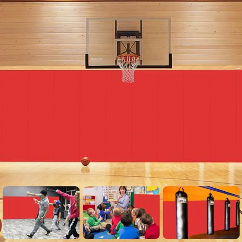VANCL Red Gym Wall Padding 2' x 5' Gymnasium Wall Mats 2 ft Wall Padding for Gym 60''Lx24''Wx2''T Wall Pads for Wall Mats for Safety Padding Red Wall Padding[2 Pack]