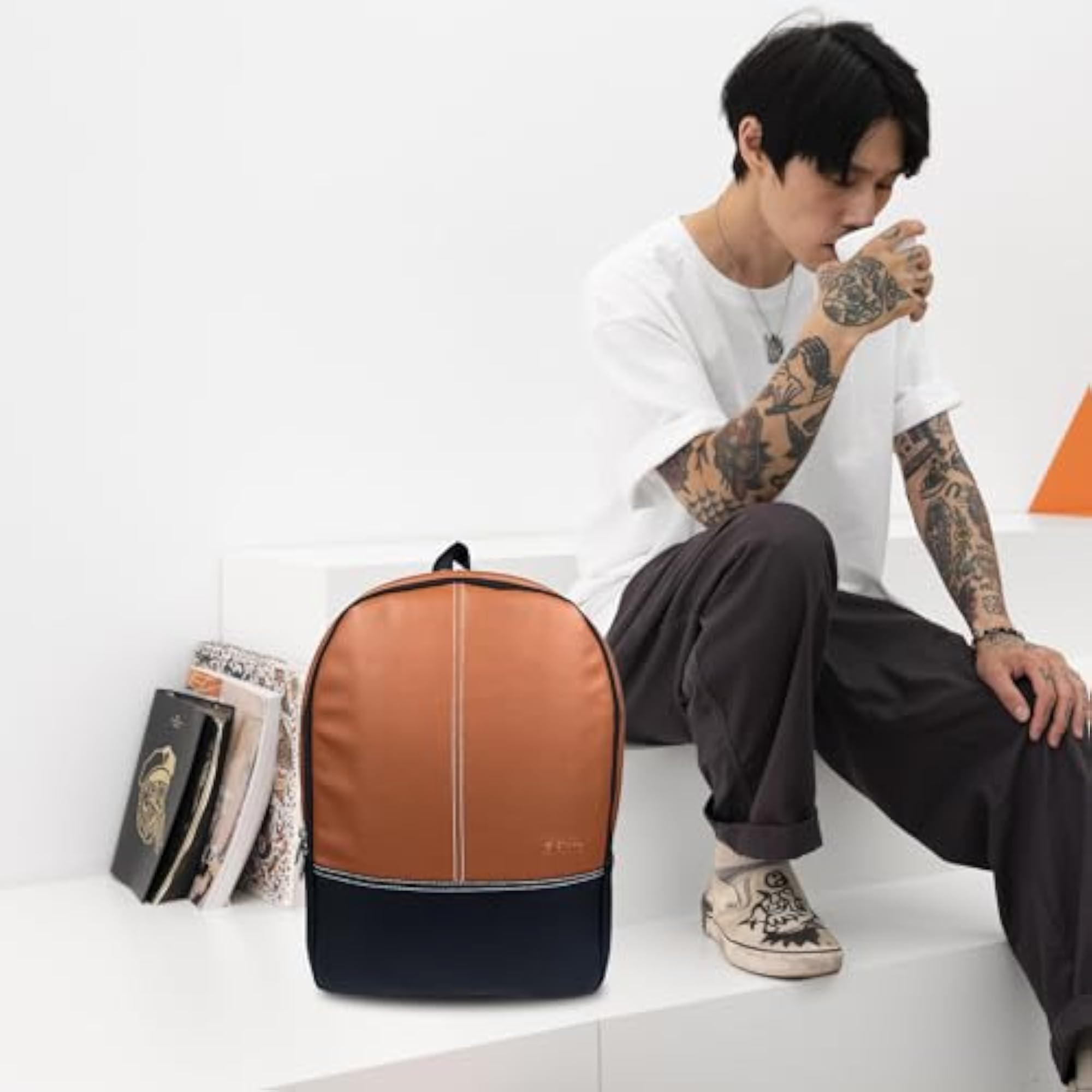 22L Two In One PU Leather Laptop Backpack