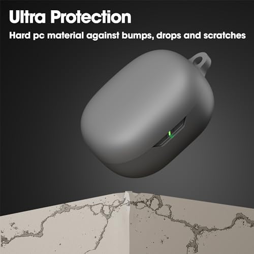 Image of Sounce Earphone Case Cover Compatible for JBL Wave Flex, Soft Silicone Skin Case Cover Shock-Absorbing Protective Case with Keychain [Front LED Visible] - Grey