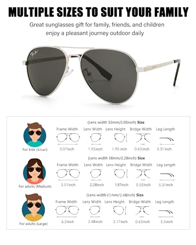 Image of Pro Acme Polarized Aviator Sunglasses for Men and Women 100% UV Protection, 58mm