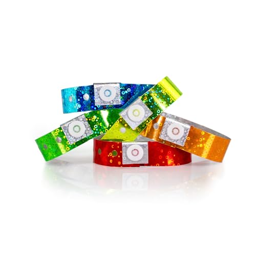Image of 500 WristCo Variety Pack Holographic Plastic Wristbands for Events | Tamper-Proof Design Prevents Reuse - Premium-Grade Bracelets for Hospital & Medical ID, Party, VIP Identification