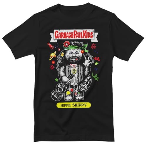 Garbage Pail Kids Officially Licensed Hippie Skippy Mens T-Shirt (Black) Small
