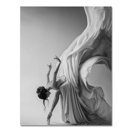 Tableau sur toile danseuse de ballet moderne AEFOUU 60x90 cm avec cadre
