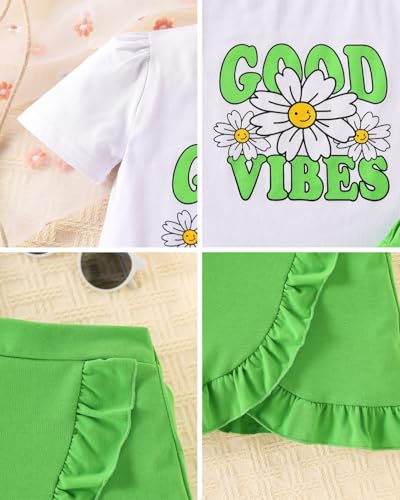 Image of Kids Toddler Girl Summer Clothes Letter Printed T-Shirt Top+ Floral Skirt 2pcs Girl's Skirt Set