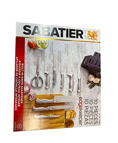 Sabatier Self-Sharpening Edgekeeper 10 Piece Forged German Steel Knife Set… (Silver Steel) #TOP4