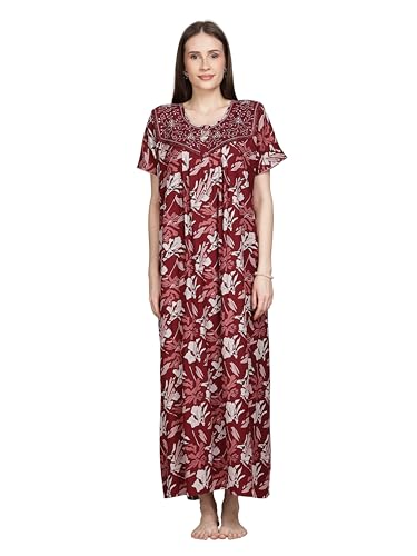 Image of 9shines Label Premium Alpine Maxi Designer Nighty | Floral Print Maxi for Women | Night wear for Women | | Full Length Night Gown for Women | Night Dress for Women Stylish (2467)
