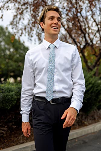Image of DAZI Men's Skinny Tie Floral Print Cotton Necktie, Great for Weddings, Groom, Groomsmen, Missions, Dances, Gifts.