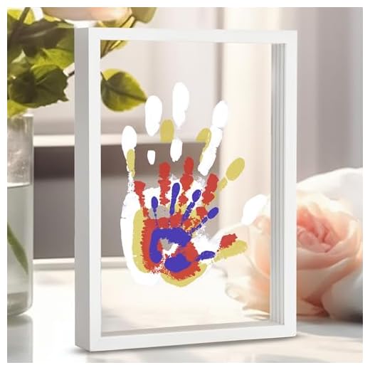 CHERRY CHEERS Family Handprint Kit, DIY Craft Keepsake Wooden Frame, Endless Gift Set, Non-Toxic Paints, Transparent Sheets (White)